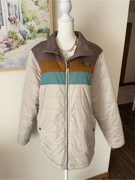 L.L. Bean Jackets & Blazers - L.L.Bean Mountain Classic Puffer Jacket Colorblock Taupe Brown 1X Plus